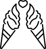 Sweet date with lovely ice creams, line style icon vector