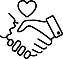 Lovely handshake icon in line style vector