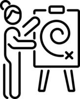 A person explaining action plan, a line style icon vector