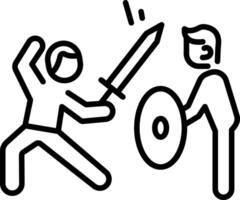 Two character fighting with each other, line style icon vector