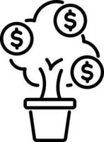 A linear icon of revenue growth vector