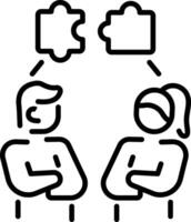 Two persons collaboration icon in line style vector