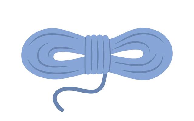 Climbing rope in flat design. Alpinism string for connection and knots. illustration.