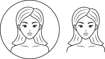 The icon of a beautiful girl.A skin care icon, an image of a woman's face on a transparent background. icon. vector