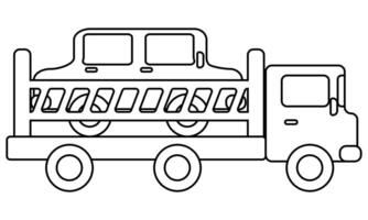 Autotransporter is an outline vehicle for children's creativity and activity, Doodle coloring page with a car vector