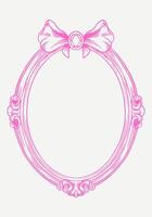 Hand-drawn frame with elegant bows and ribbons in a minimalist, girly style. Perfect for wedding invitations, birthday cards. Includes pink, boho, and baroque elements in a classic, feminine design vector