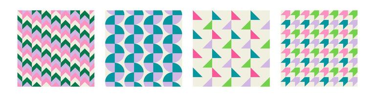 Set of Essential geometric printable seamless pattern with abstract Minimal elegant line form stroke shapes in vibrant colors. Modern simple background in minimalist mid century style wall art vector
