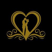 The silhouette of a man and woman in a heart shape vector
