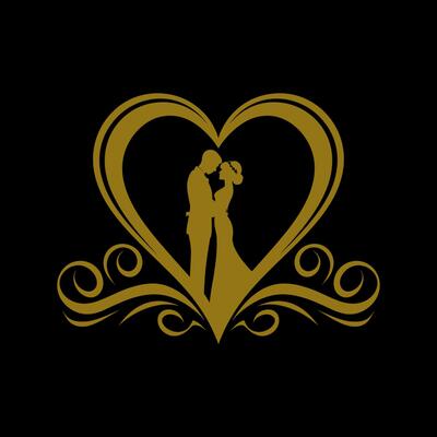 The silhouette of a man and woman in a heart shape