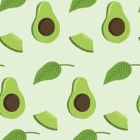 Green cute avocado seamless pattern with leaf. Avocado exercise illustration for background, wallpaper, and fabric vector