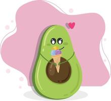 Funny avocado, avocado exercise. Summer funny avocado fruit with ice cream. Avocado exercise illustration for background, wallpaper, and fabric. illustration vector