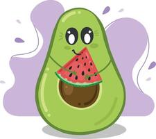 Funny avocado, avocado exercise. Summer funny avocado fruit with watermelon. Avocado exercise illustration for background, wallpaper, and fabric. illustration vector