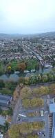Aerial Panoramic View of Historical Walcot Bath City of England Which is Located in North East of Somerset, United Kingdom. High angle Footage Was Captured with Drone Camera on November 5th, 2024 photo