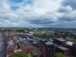 Aerial View of Buildings at Central Bristol City of Southwest of England, United Kingdom. The High Angle Footage Was Captured with Drone's Camera from High Altitude on May 27th, 2024. photo