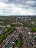 Aerial View of Downtown and Central Wembley London City of England Great Britain. High Angle Footage Was Captured with Drone's Camera from Medium High Altitude on April 17th, 2024 photo