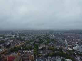 High Angle View of Cardiff City Centre and Buildings at Central Downtown and Near to Ocean Bay During Rainy and Cloudy Day of May 28th, 2024 photo