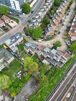 Aerial View of Downtown and Central Wembley London City of England Great Britain. High Angle Footage Was Captured with Drone's Camera from Medium High Altitude on April 17th, 2024 photo