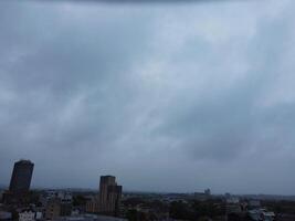 High Angle View of Cardiff City Centre and Buildings at Central Downtown and Near to Ocean Bay During Rainy and Cloudy Day of May 28th, 2024 photo