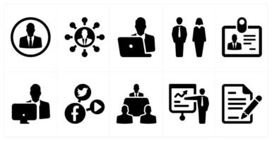 A set of 10 mix icons as user profile, user network, busy man vector