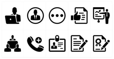 A set of 10 mix icons as busy man, user profile, menu vector