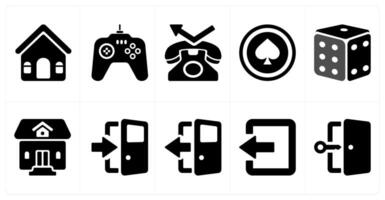 A set of 10 mix icons as house, game, contact vector