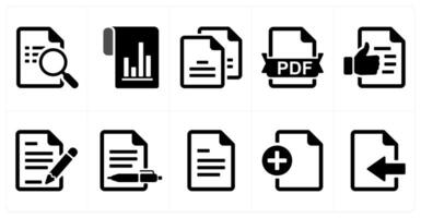 A set of 10 mix icons as search document, flow chart, duplicate copy vector
