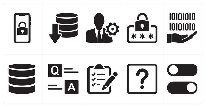 A set of 10 mix icons as download drive data, programming, text document vector