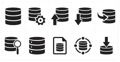 A set of 10 mix icons as server setting, drive update, verified drive vector