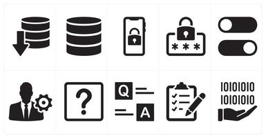 A set of 10 mix icons as search drive, move drive data, add stack vector