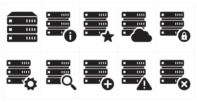 A set of 10 mix icons as server, help, favorite server vector