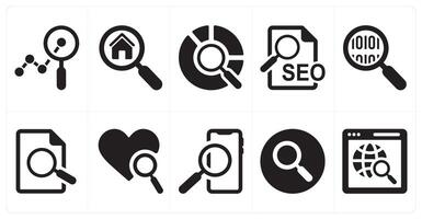 A set of 10 mix icons as analytics, home search, data search vector