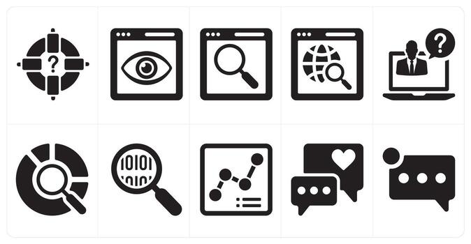 A set of 10 mix icons as target, site vision, web search vector