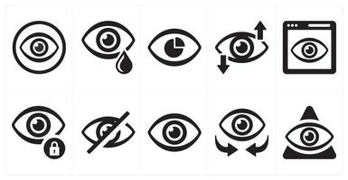 A set of 10 mix icons as vision, tears, performance vision vector