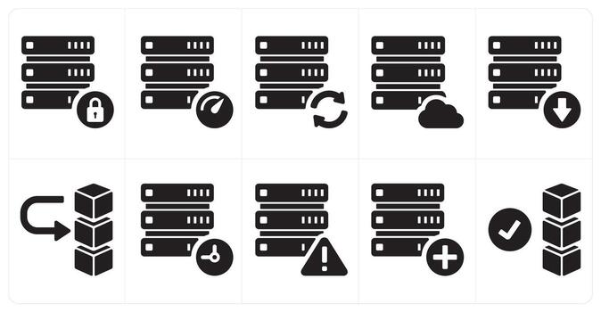 A set of 10 mix icons as drive security, drive performance, drive refresh vector