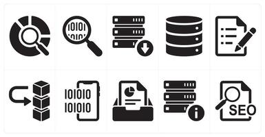 A set of 10 mix icons as data search, programming, download drive data vector