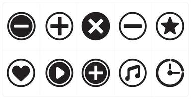 A set of 10 mix icons as subtract, add, delete vector