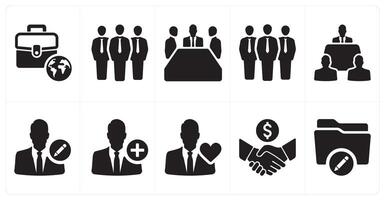 A set of 10 mix icons as global business, team, meeting vector
