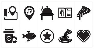 A set of 10 mix icons as location, bar location, cook vector