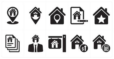 A set of 10 Real Estate icons as location, house location, property location vector