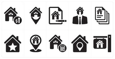 A set of 10 Real Estate icons as property upgrades, house location, property checklist vector