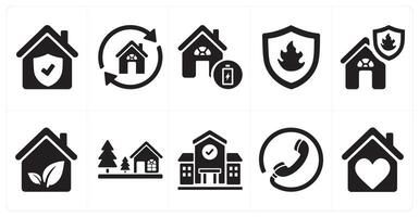 A set of 10 Real Estate icons as home security, home and care, power house vector