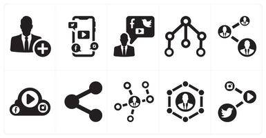 A set of 10 social icons as add user, social media, social media user account vector