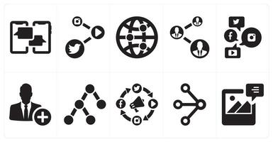 A set of 10 social icons as chatting, social media link, network connection vector