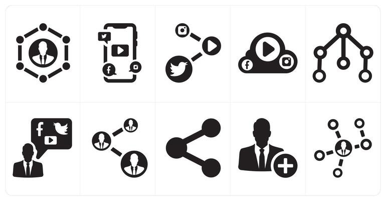 A set of 10 social icons as social network, social media, social media link