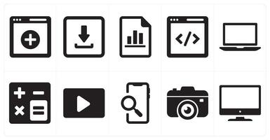 A set of 10 ui icons as add page, download page, chart document vector