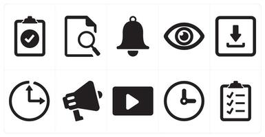 A set of 10 ui icons as done list, search document, notification vector