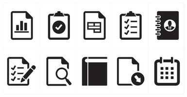 uA set of 10 ui icons as chart document, done list, excel document vector