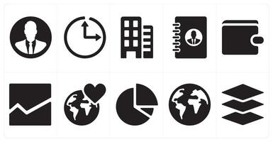 A set of 10 ui icons as businessman, clock, building vector