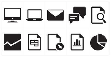 A set of 10 ui icons as monitor, laptop, email vector