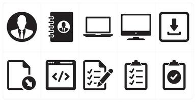 A set of 10 ui icons as businessman, contact register, laptop vector